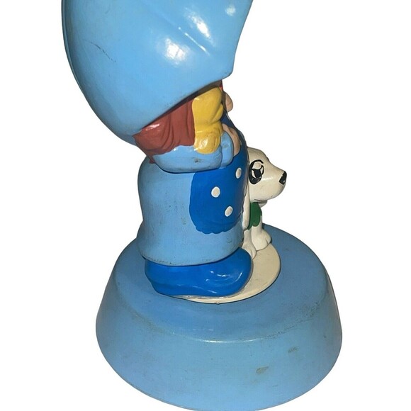 Vintage Girl Under Umbrella Blue Outfit Ceramic Music Box Girl Dog Duck RARE - Picture 9 of 15